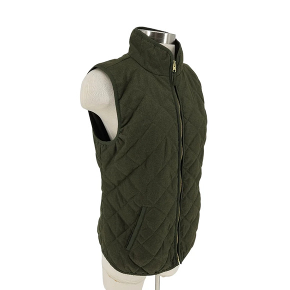 Old Navy Textured Quilted Vest Crocodile Tears Green Sleeveless Zip Up Medium - Picture 3 of 7